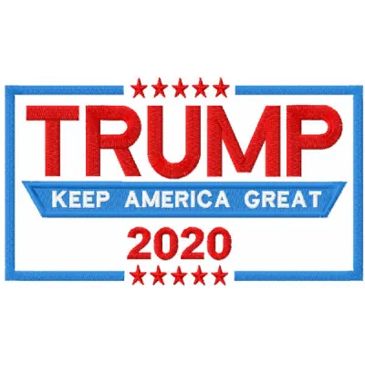 Keep America Great embroidery design featuring patriotic motifs for stitching on apparel and accessories.