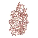 Squirrel and bird one color embroidery design featuring woodland animals, perfect for nature-themed stitching projects.