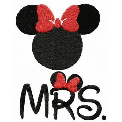 Preview of Mrs. Mouse embroidery design featuring a charming Mickey Mouse-inspired motif.