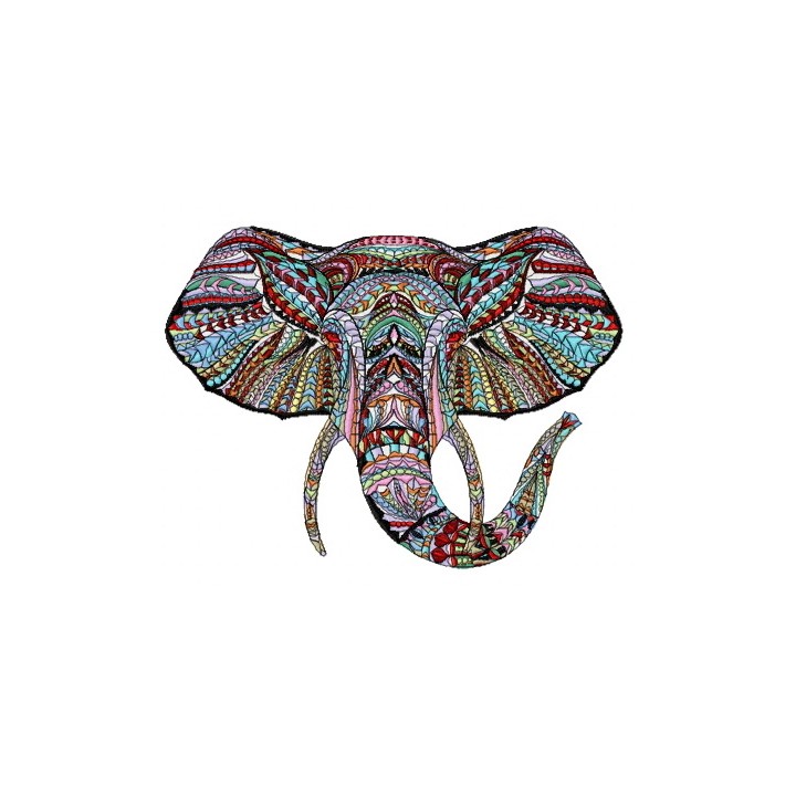 Mosaic elephant embroidery design - Embroidery Design