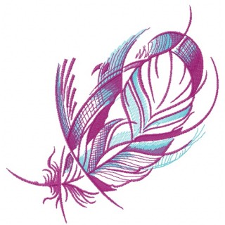 Purple pigeon feather embroidery design - Embroidery Design