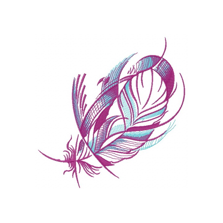 Purple pigeon feather embroidery design - Embroidery Design