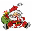 Embroidery design featuring Santa Claus near a chimney, perfect for holiday projects and festive stitching.