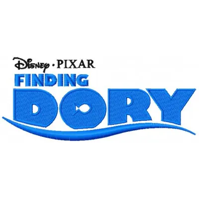 Finding Dory logo embroidery design featuring colorful aquatic elements for creative stitching projects.