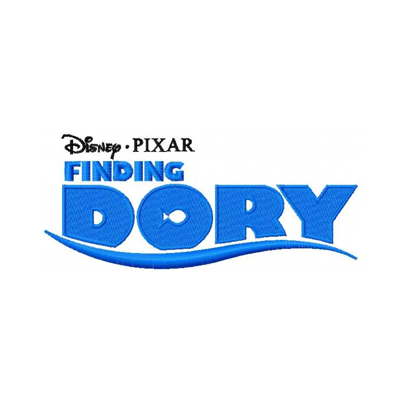 Finding Dory logo embroidery design featuring colorful aquatic elements for creative stitching projects.