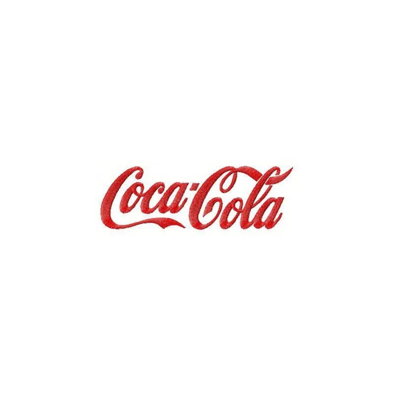 Coca-Cola wordmark logo embroidery design showcasing the iconic text in vibrant red and white, perfect for various projects.