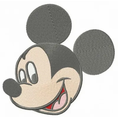 Mickey Mouse happy muzzle embroidery design showcasing a cheerful motif for stitching on various fabric items.