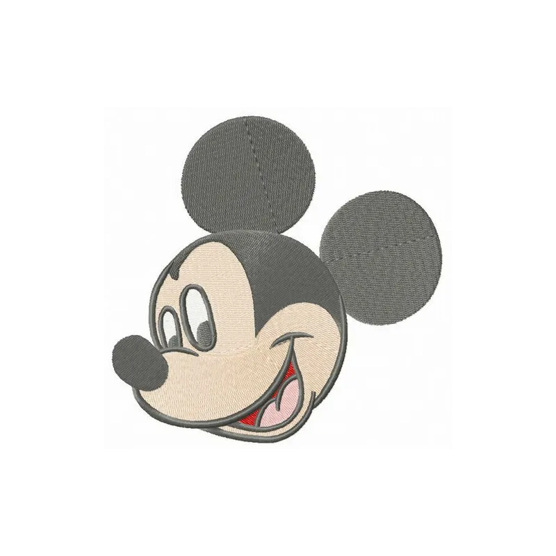 Mickey Mouse happy muzzle embroidery design showcasing a cheerful motif for stitching on various fabric items.