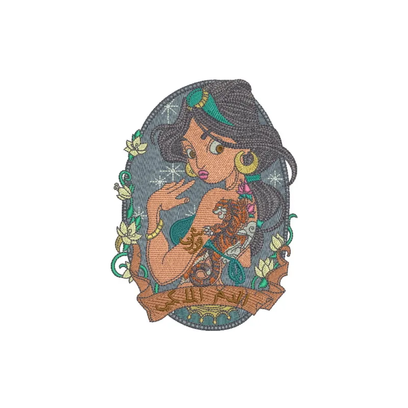 Preview of the Modern Jasmin 3 embroidery design from the Aladdin collection, showcasing intricate stitched motifs.