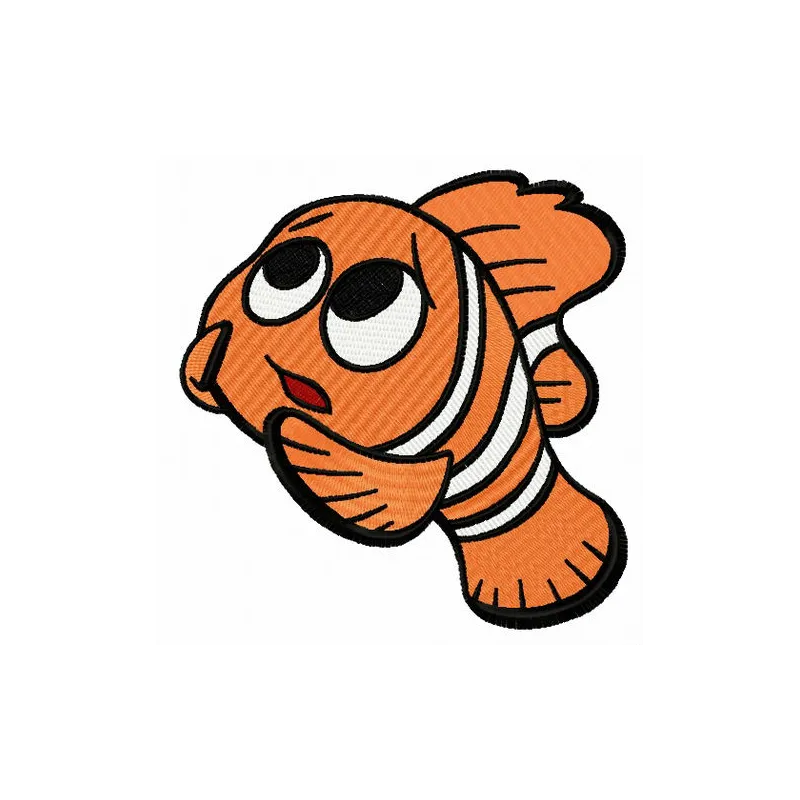 Nemo scared embroidery design featuring a frightened clownfish from Finding Nemo, perfect for playful stitching projects.