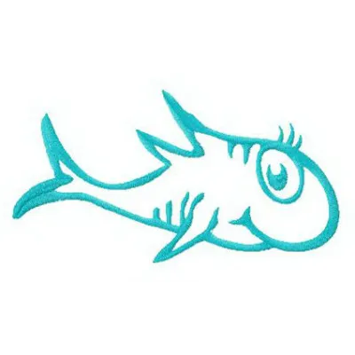 Cute fish embroidery design inspired by Dr. Seuss, showcasing whimsical stitching patterns for playful projects.