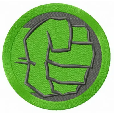Embroidery design of Hulk's fist, featuring bold stitching patterns ideal for apparel and accessories.