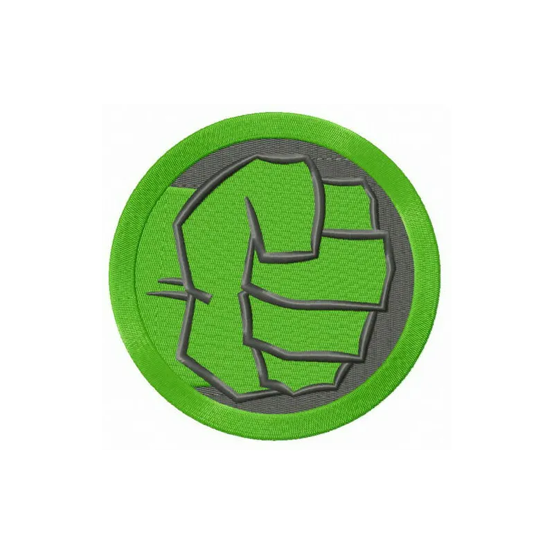 Embroidery design of Hulk's fist, featuring bold stitching patterns ideal for apparel and accessories.