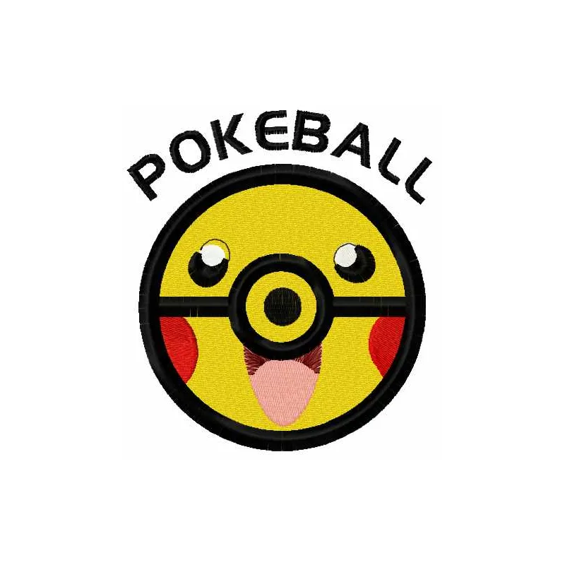 Pikachu pokeball embroidery design showcasing a vibrant and playful stitching pattern for fans of Pokemon.