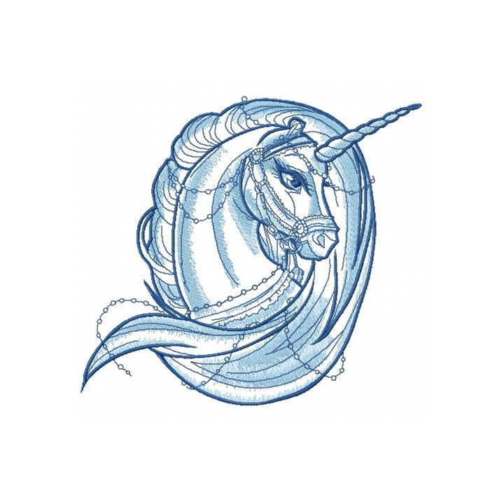 Moonlight unicorn sketch embroidery design - Embroidery Design