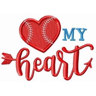 My baseball heart embroidery design - Embroidery Design