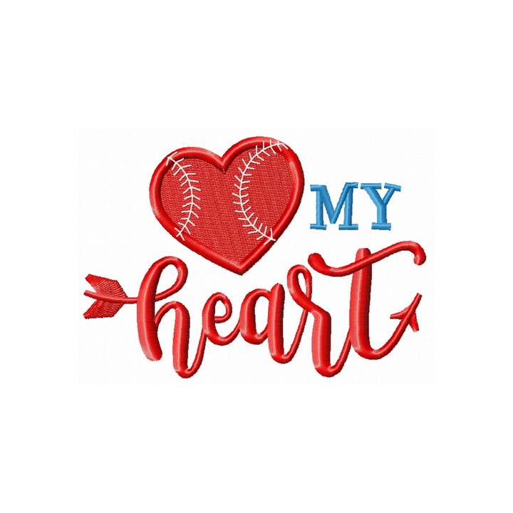 My baseball heart embroidery design - Embroidery Design