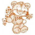 Embroidery design of an old bear toy gift sketch, perfect for stitching on baby onesies and pillows.