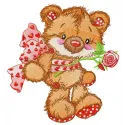 Embroidery design of an old bear toy gift, perfect for stitching on baby onesies and plush blankets.