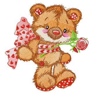 Old bear toy gift embroidery design - Embroidery Design
