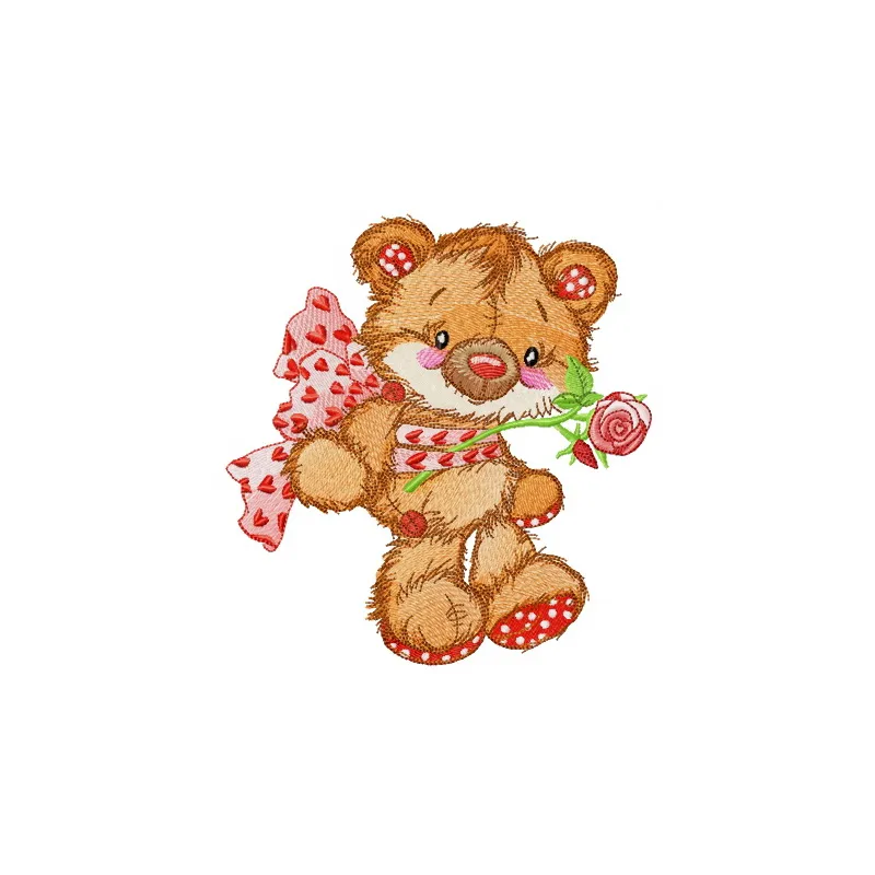 Embroidery design of an old bear toy gift, perfect for stitching on baby onesies and plush blankets.