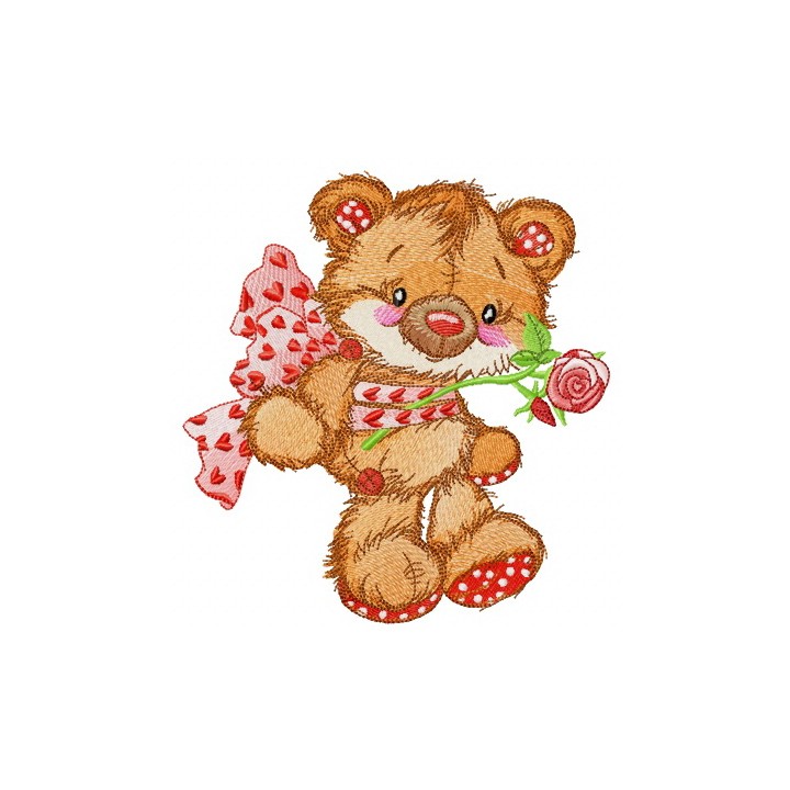 Old bear toy gift embroidery design - Embroidery Design