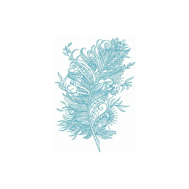Preview of a soft feather embroidery design featuring delicate stitching patterns ideal for various fabric projects.