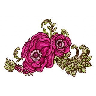 Pink peonies embroidery design - Embroidery Design