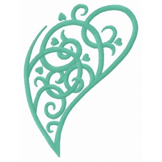 Swirl fancy leaf embroidery design - Embroidery Design