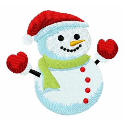 Cheerful Hooray! Snowman embroidery design featuring a jolly snowman ready for winter stitching projects.