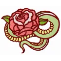 Serpent rose embroidery design featuring intricate floral patterns, perfect for enhancing apparel and home decor.