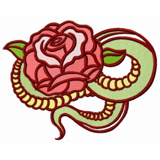 Serpent rose embroidery design - Embroidery Design