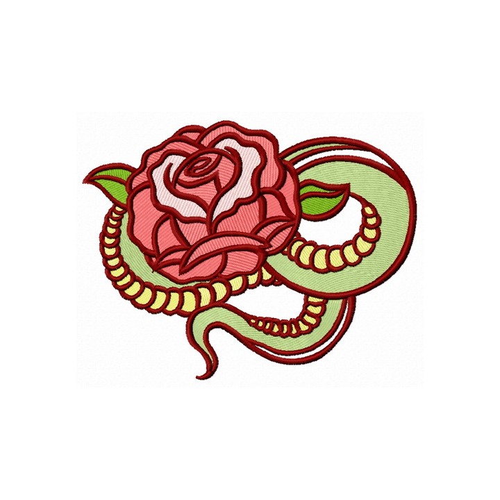Serpent rose embroidery design - Embroidery Design