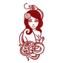 Serpent mistress 2 embroidery design featuring intricate details, perfect for girls and women's apparel.
