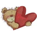 Preview of 'My Heart Is For You' embroidery design featuring a charming teddy bear motif.