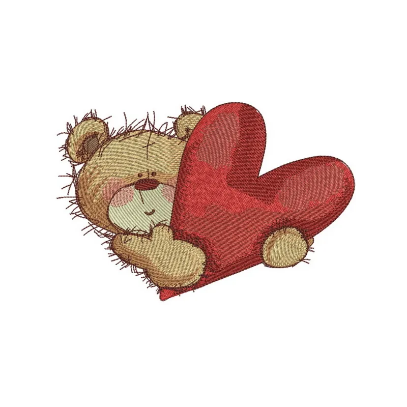 Preview of 'My Heart Is For You' embroidery design featuring a charming teddy bear motif.