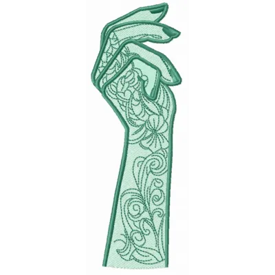 Tattooed arm embroidery design showcasing intricate stitched motifs for creative projects.