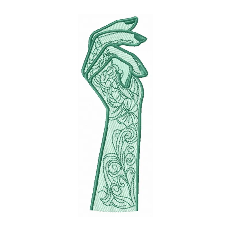 Tattooed arm embroidery design showcasing intricate stitched motifs for creative projects.