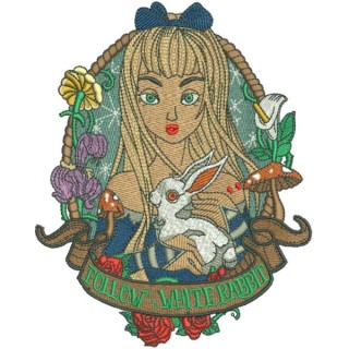 Follow White rabbit embroidery design - Embroidery Design