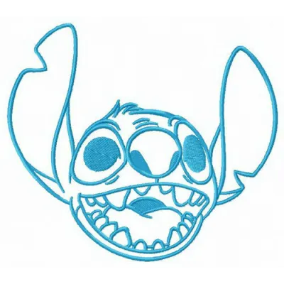 Cheerful Stitch embroidery design featuring Lilo and Stitch, showcasing vibrant colors and playful motifs.