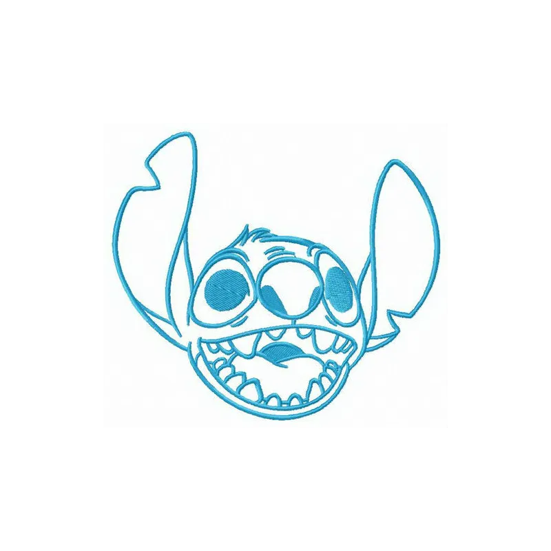 Cheerful Stitch embroidery design featuring Lilo and Stitch, showcasing vibrant colors and playful motifs.