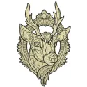 Deer head embroidery design showcasing intricate stitching patterns, ideal for woodland-themed projects.