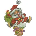 Santa Claus embroidery design featuring Santa near a chimney, perfect for festive projects and holiday gifts.