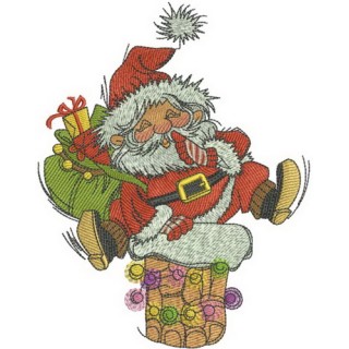 Santa near chimney embroidery design - Embroidery Design