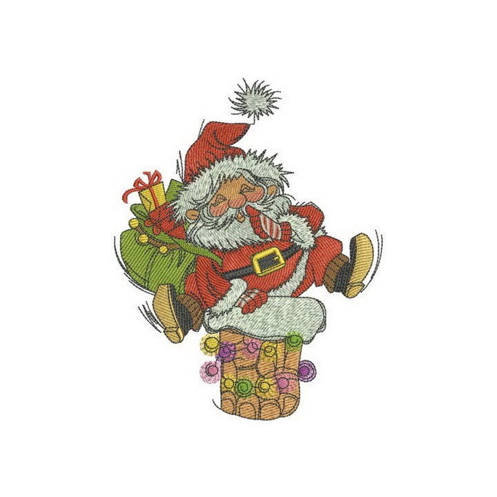 Santa near chimney embroidery design - Embroidery Design