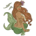 Modern Ariel embroidery design featuring a whimsical Little Mermaid motif for creative stitching projects.