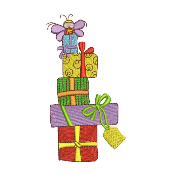 Birthday presents embroidery design - Embroidery Design