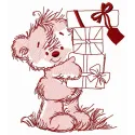 Happy birthday teddy bear embroidery design showcasing a cheerful bear, ideal for celebrating special occasions.