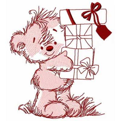Happy birthday teddy bear embroidery design showcasing a cheerful bear, ideal for celebrating special occasions.