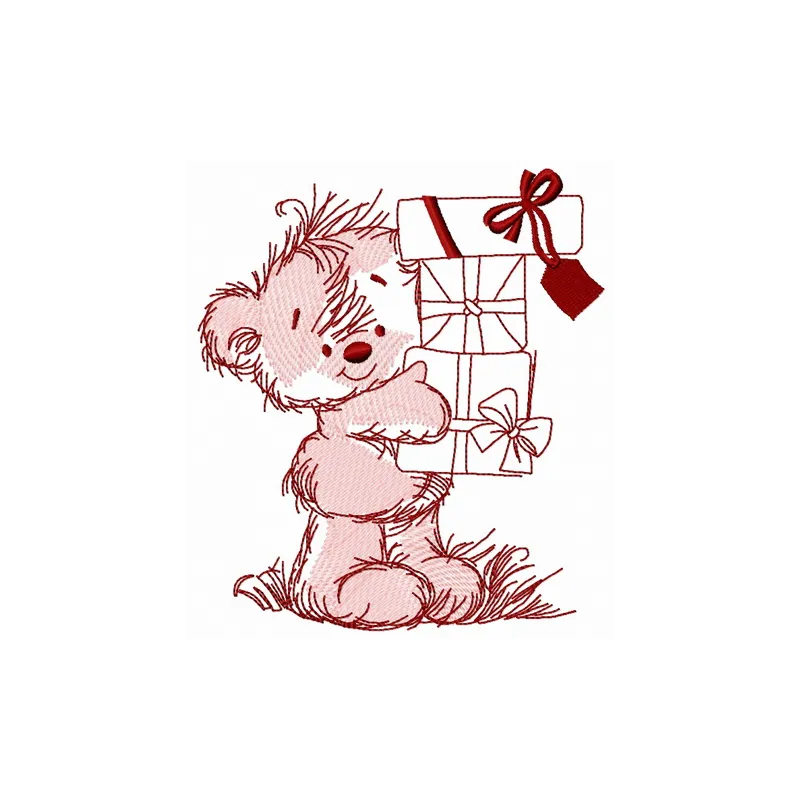 Happy birthday teddy bear embroidery design showcasing a cheerful bear, ideal for celebrating special occasions.